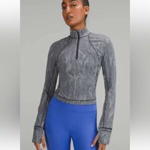 Lululemon Its Rulu Run Cropped Half Zip - Reverberate Chevron